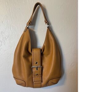 Michael Kors Tan Pebbled Leather Hobo Shoulder Bag Buckle